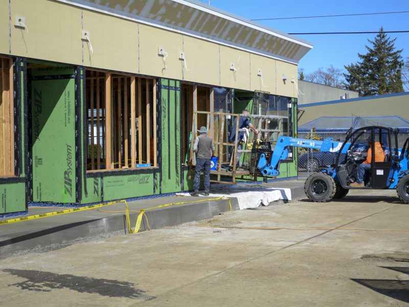 Windows being installed at the Stillwell property project